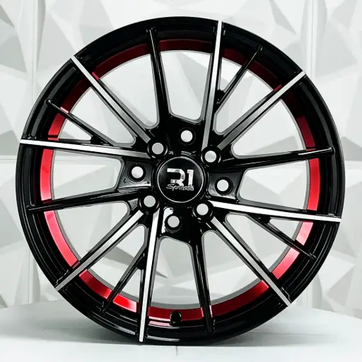 [151583] RIN 15X7 4-100/114.3 R1 SPORT DX244 BLACK MACHINE FACE+RED UNDERCUT ET35 CB73.1